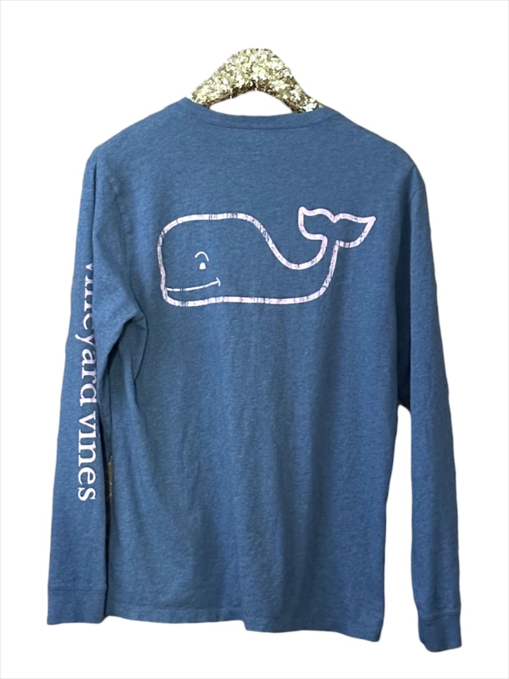 Vineyard Vines Blue Long Sleeve Shirt Pink Whale Cotton Medium